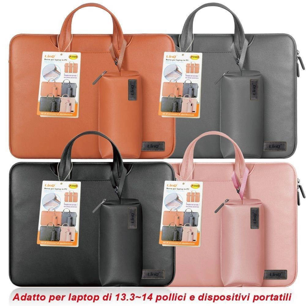 Trade Shop - Custodia Borsa In Pu Pochette Per Laptop Pc Notebook Portatile 13,3" - 14" P3505 -
