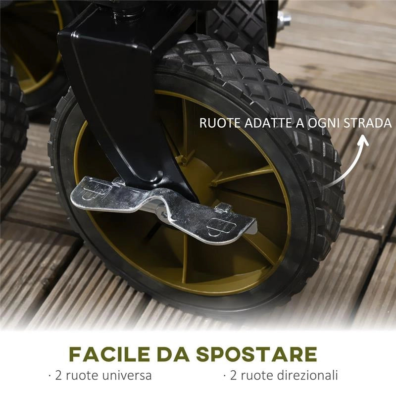 CARRELLO DA GIARDINO PIEGHEVOLE CON MANIGLIA E 5 SACCHE 108 X 55 X 93 CM VERDE