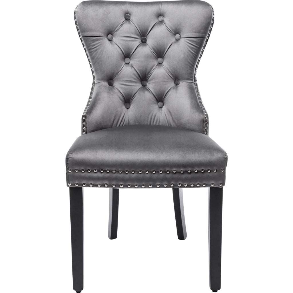 Sedie da Pranzo in Velluto con Gambe in Legno, Set 6 Pezzi ¨C Xylo ¨C Grigio