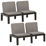 Panca da giardino mobili da esterno per patio set da giardino con cuscini 2 pezzi plastica grigia 02_0011853