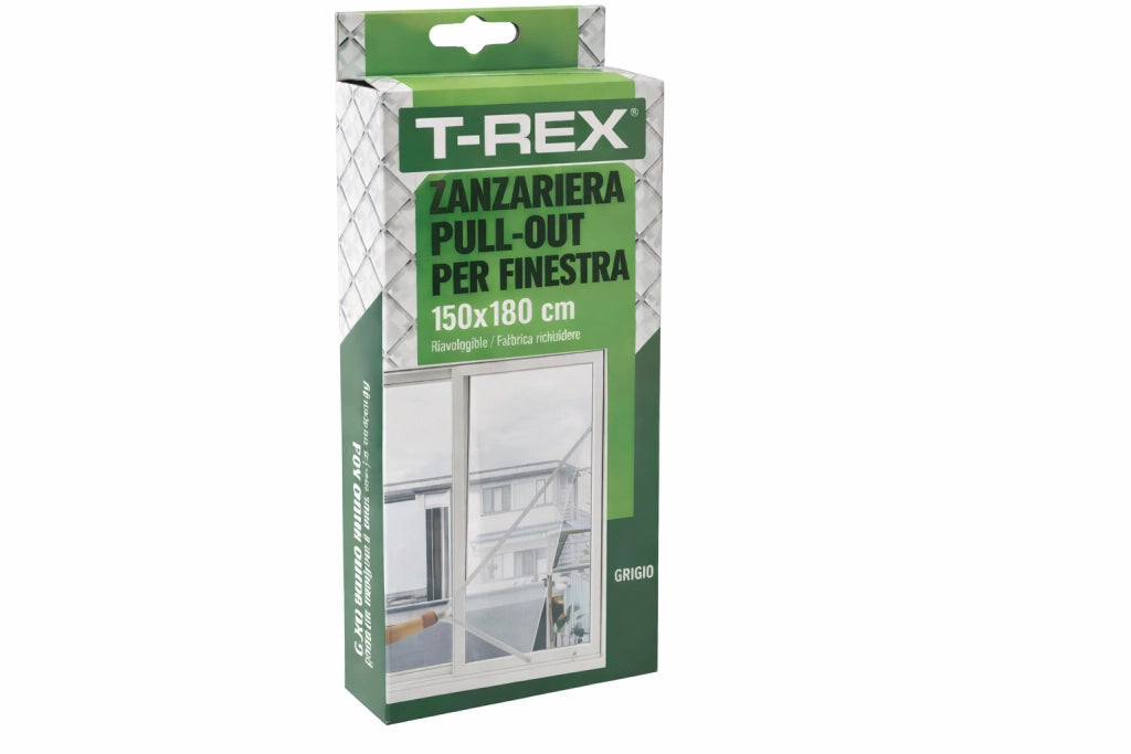 ZANZARIERA POLIESTERE FINESTRA PULL-OUT- - cm.150x180 grigio - 5 blister T-REX