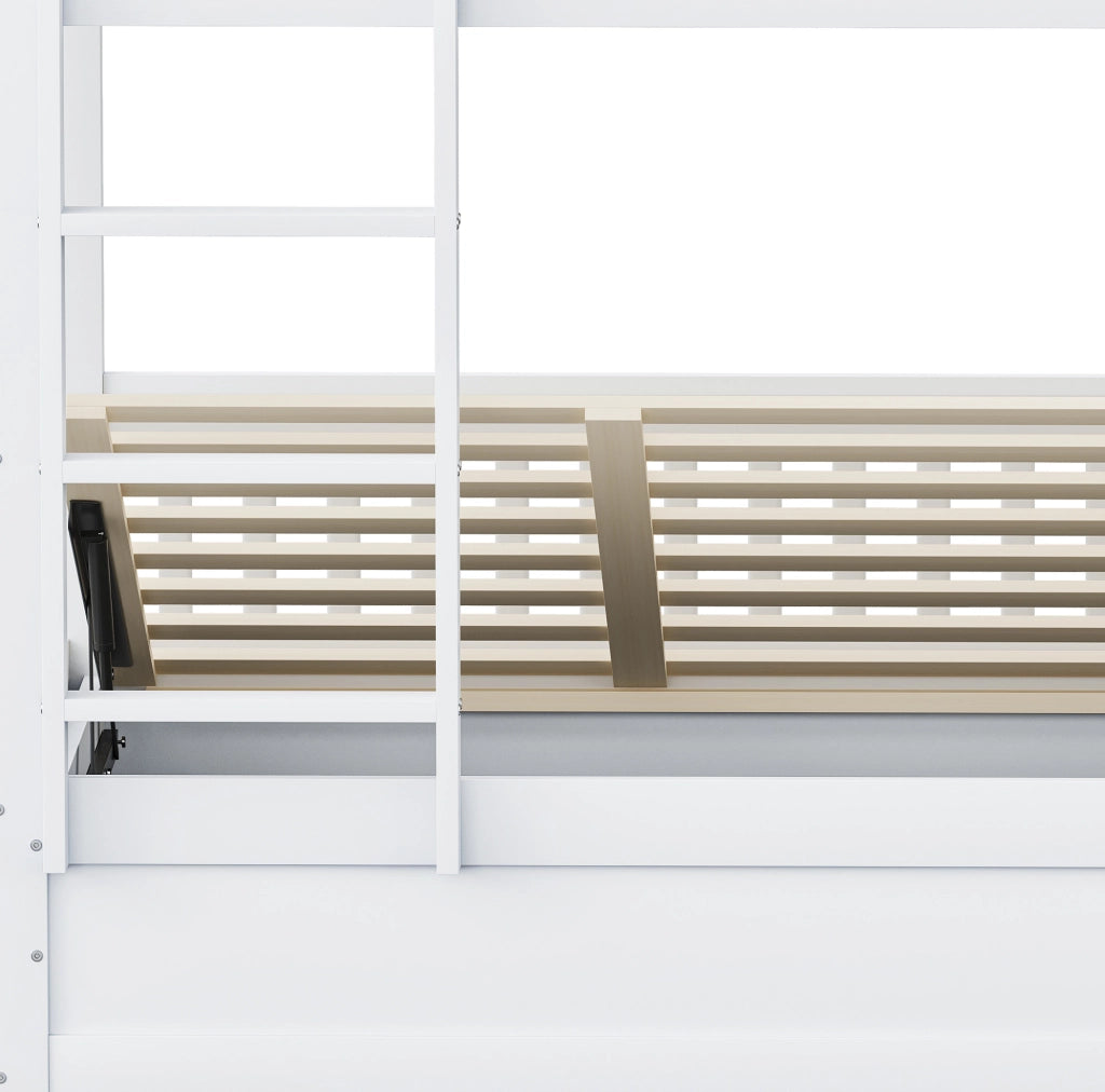 Letto a castello per bambini 90x200 cm con contenitore idraulico; bianco