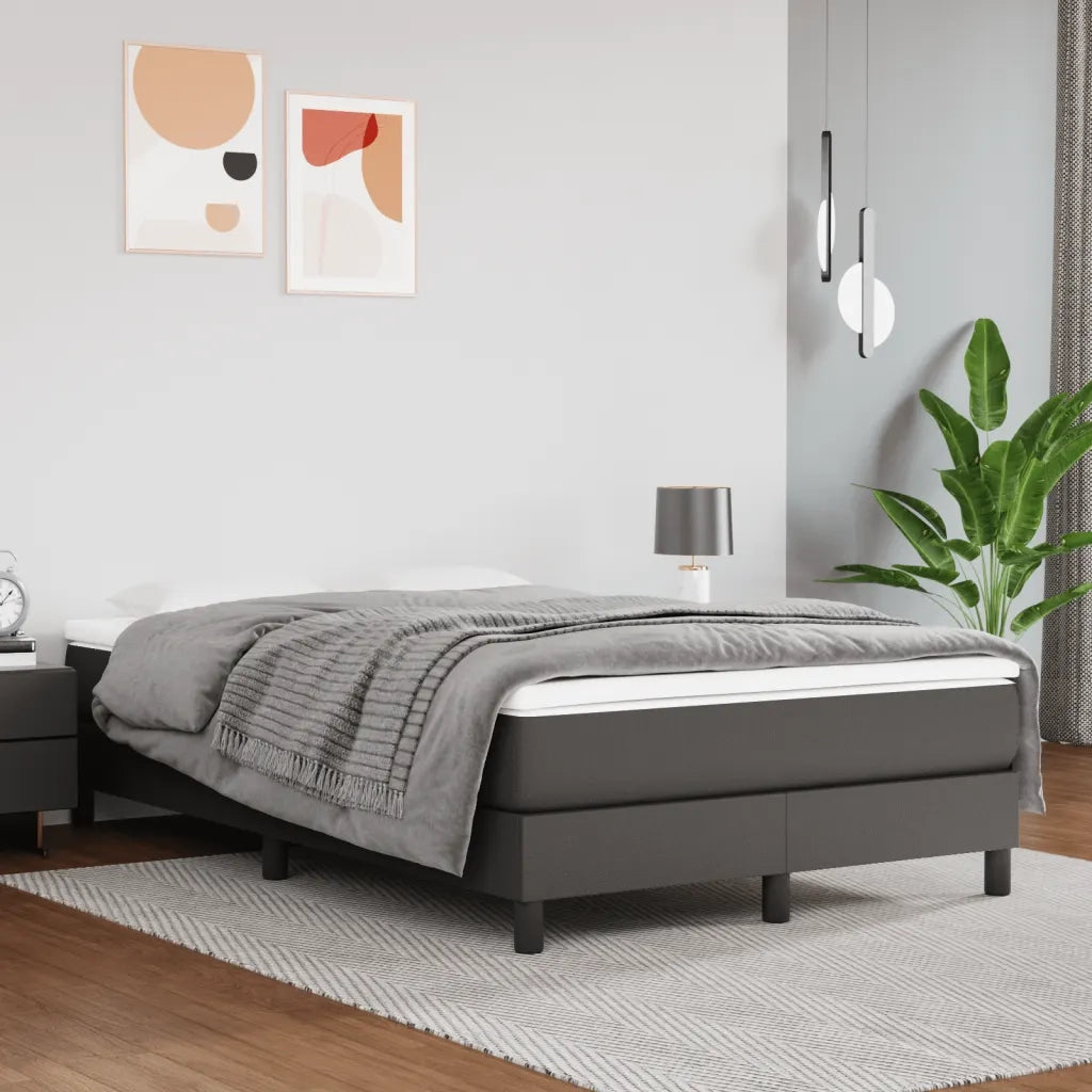 Giroletto a Molle con Materasso Grigio 120x190 cm in Similpelle