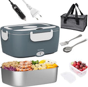 Lunchbox elettrica 75W 1,5L: 3-in-1 Lunchbox elettrica per cibo 12V/ 24V/ 220V - Contenitore in acciaio inossidabile 304 per Auto Camion Ufficio Scuola (Blu)