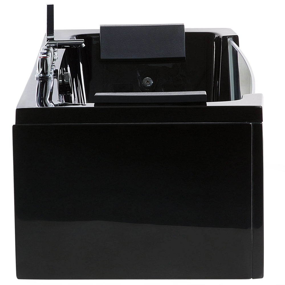 Massaggio Punti Bagno Nero Argento con LED Sanitario Acrilico e Vetro Singolo 160 x 76 cm