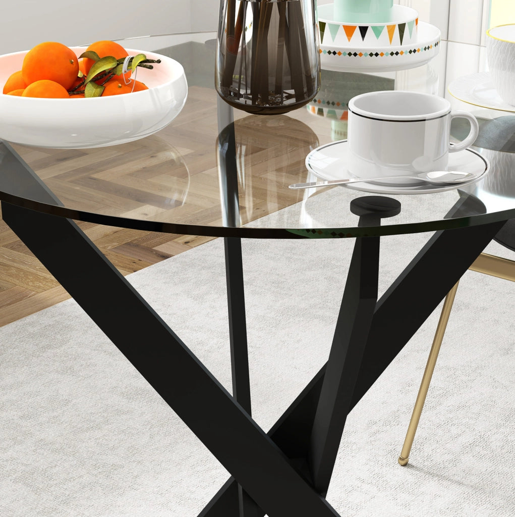 Tavolo da pranzo ?70 x 75H cm in vetro temperato; stabile; nero