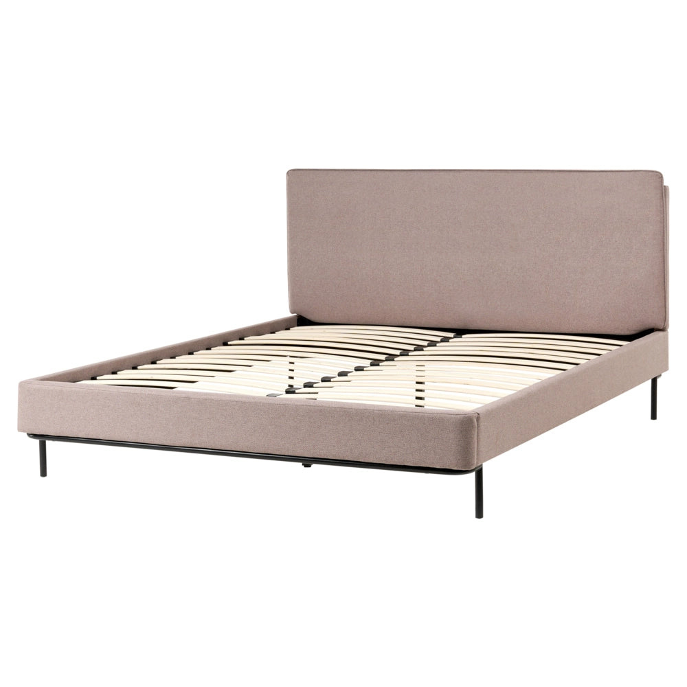 Letto matrimoniale in Tessuto moderno tortora con testiera e rete 160 x 200 cm Design Moderno