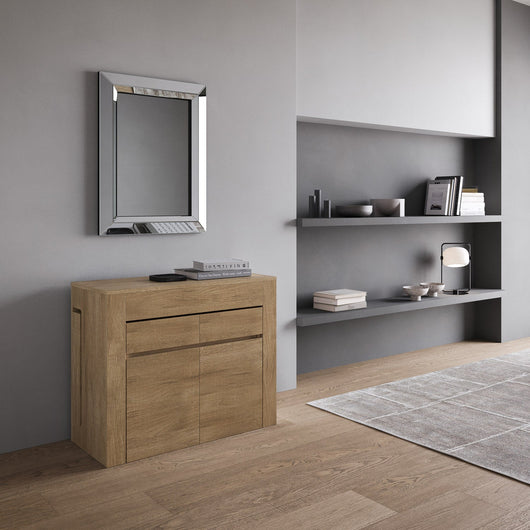 Consolle Tavolo Allungabile 90-302x42x75 cm Evolve Quercia Natura con Panca Inferiore e Superiore