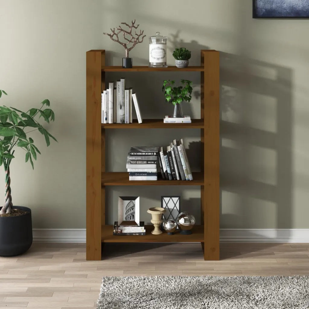 Libreria/Divisorio Ambrato 80x35x125 cm Legno Massello di Pino 813907