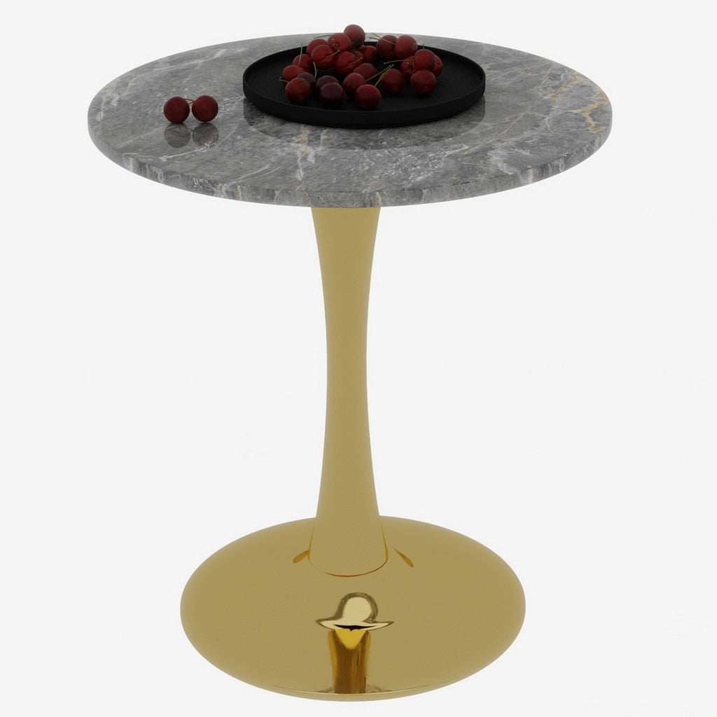 Tavolino da Caff¨¨ Rotondo ¨C MINIMAL ¨C Piano in Marmo Grigio, Design Moderno, 70 cm