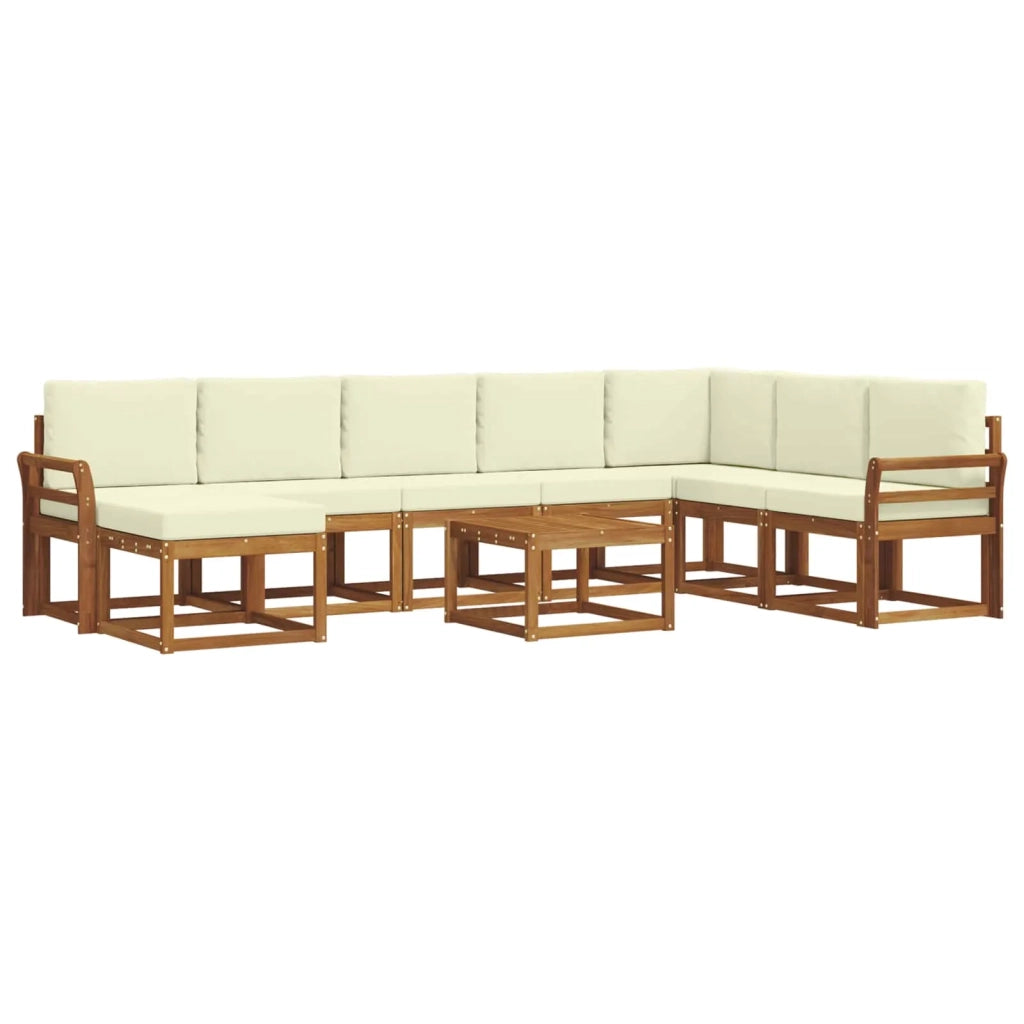 Set di divani da esterno con cuscino 9 pcs Naturale e Crema