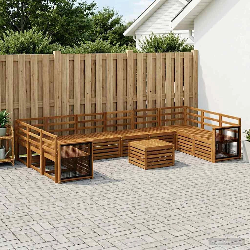 Set di divani da esterno 8 pz Naturale Legno di Acacia Massello 3384920