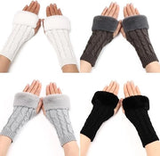 Manopole termiche per mani senza dita, 4 paia di cuffie in flanella con tasche per le dita, con piumino termico per donne e ragazze.