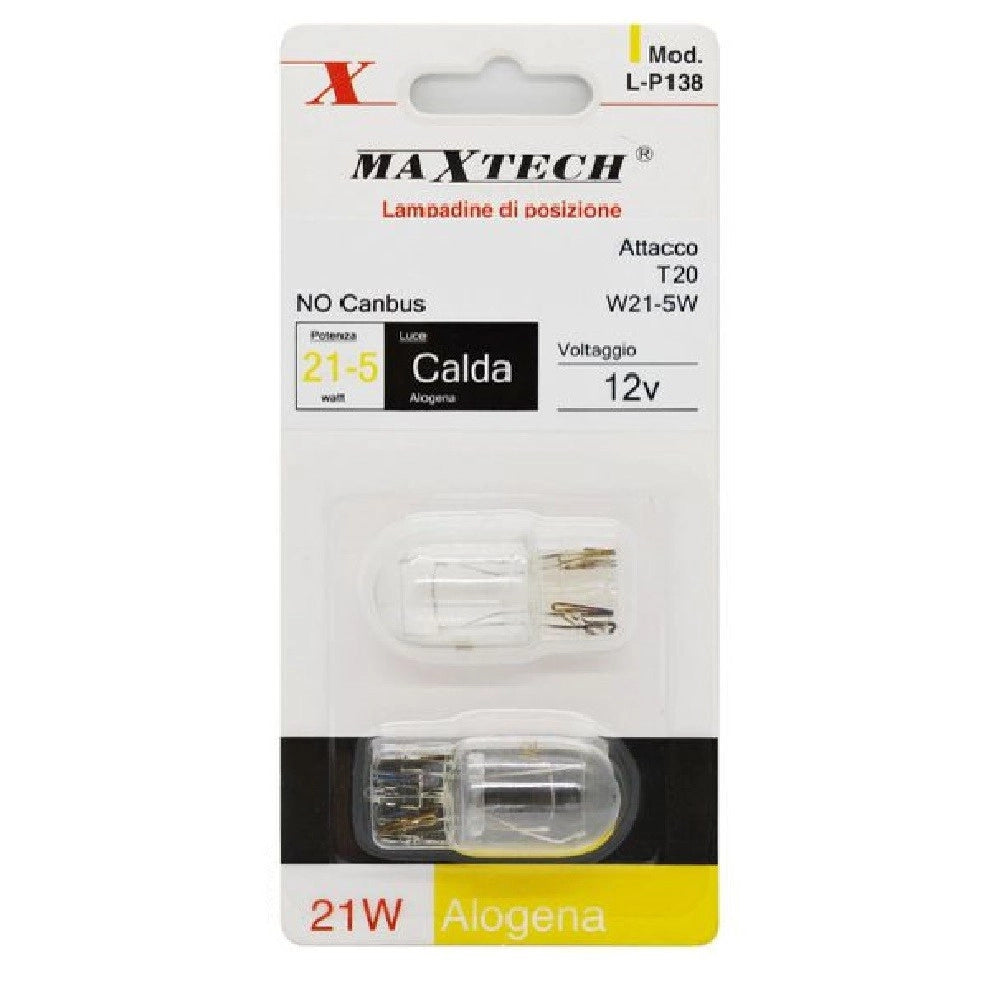 Trade Shop - Lampadine Di Posizione Auto T20 / W21-5w 12v Luce Calda Alogena No Canbus L-p138 -