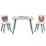 Tavolo e sedie per bambini ¨C zephmum ¨C verde con motivo animali, 3-8 anni