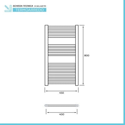 Termoarredo bagno scaldasalviette 45x80 cromo interasse 40 cm