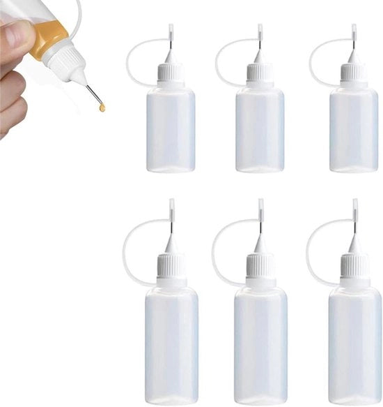 Set di flaconi per incollaggio 6 pezzi per incollaggi precisi - Flaconi a dosatore, flaconi a compressione, flaconi a spruzzo - Flaconi in plastica - DIY - 5 ml/10 ml