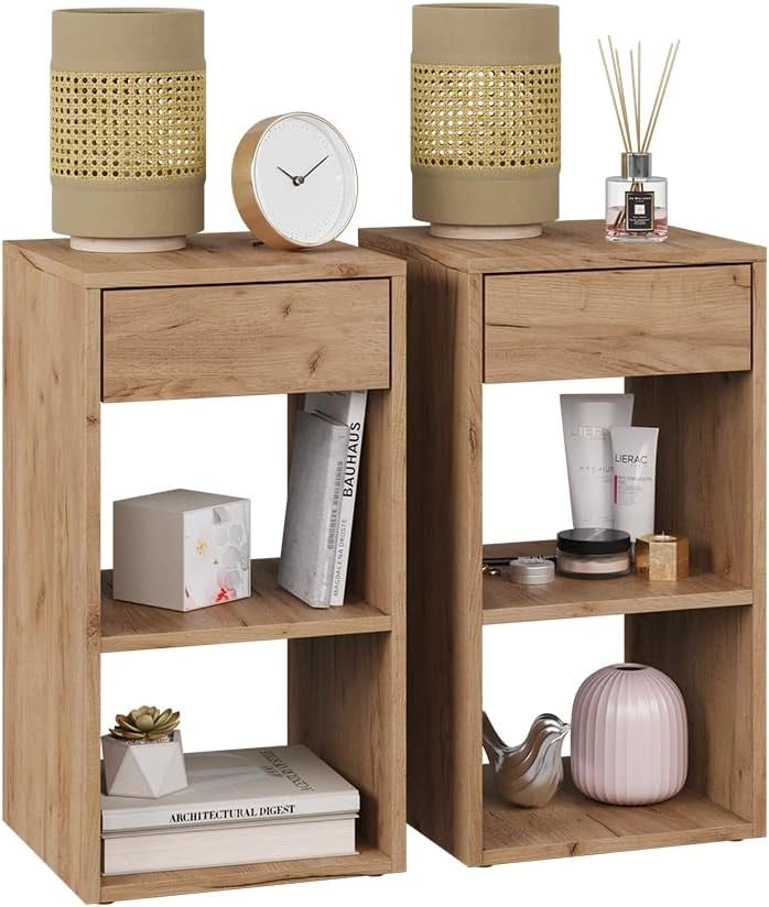 Comodino Dany, Quercia dorata, Set di 2