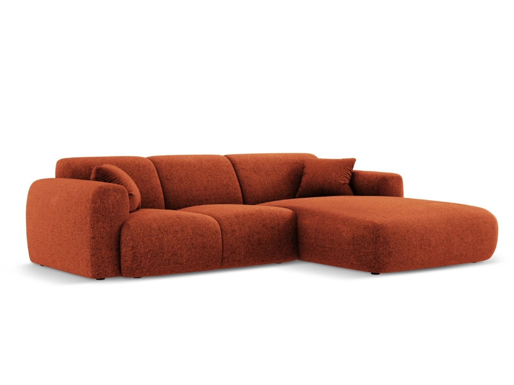 Cosmopolitan Design - Divano angolare destro "Nolio" 4 posti in ciniglia terracotta 