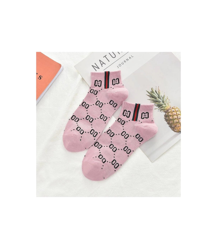 Calzini Bassi in Cotone per Donna e Bambina | Stile Universitario con Motivo Catenine Ricamate | Taglia Unica 34–40 EU
