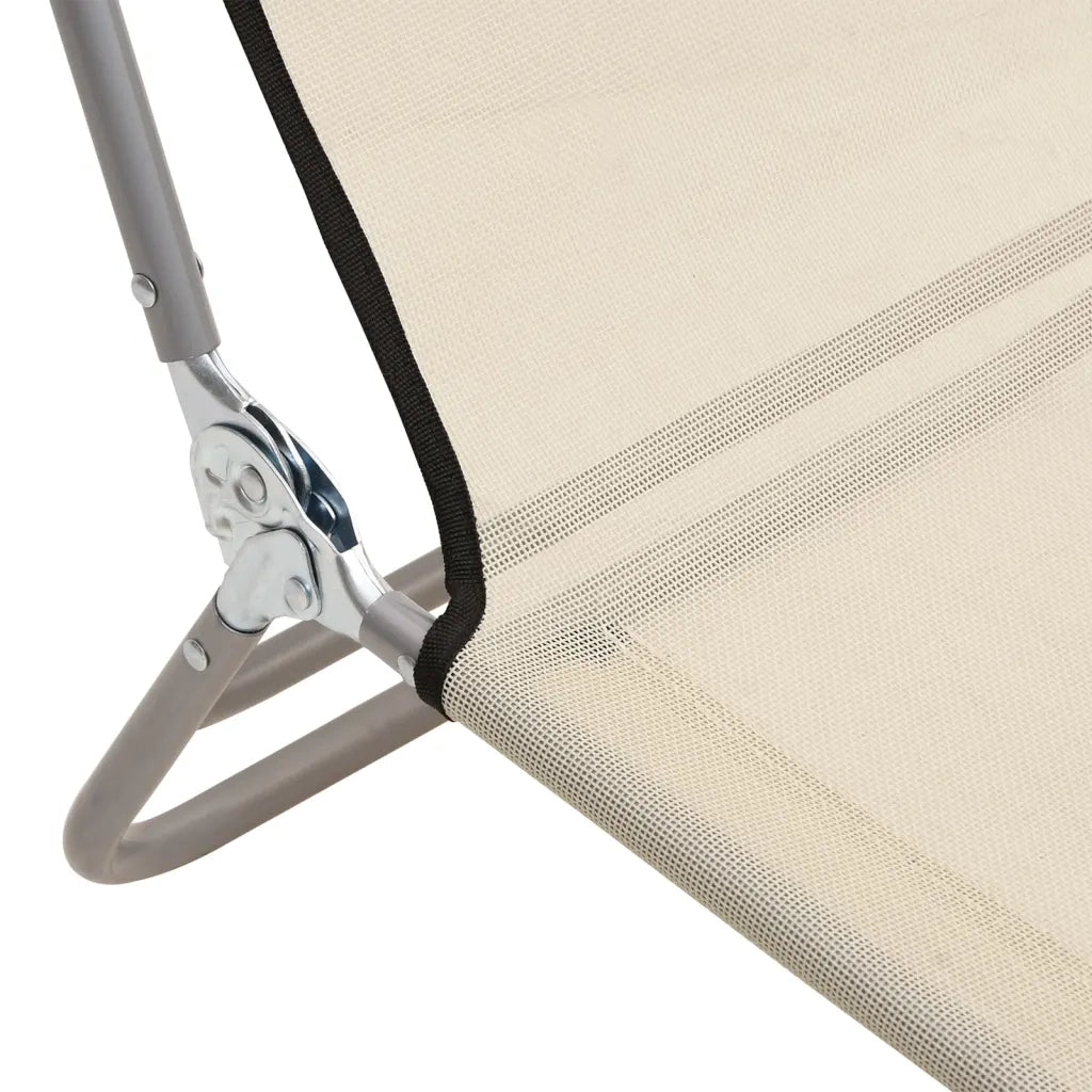 Lettini Prendisole 2 pz | Sdraio da giardino | Lettino da sole Crema in Textilene e Acciaio