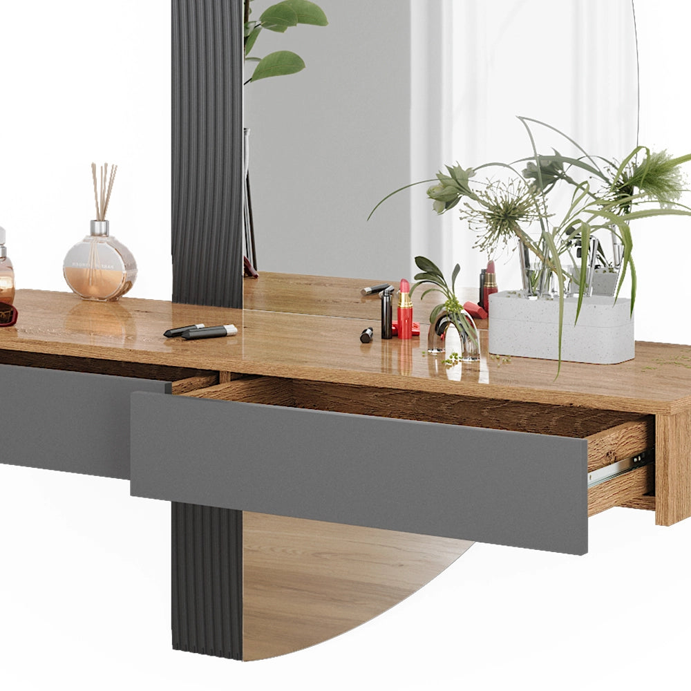 Vicco Tavolo da toeletta Grigio 120 cm con 2 cassetti