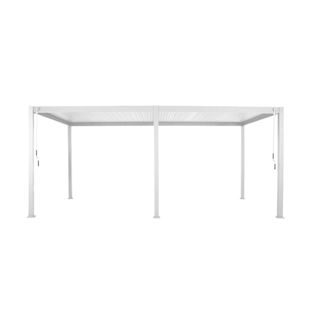 Pergola bioclimatica 3x6m in alluminio, lamelle orientabili, bianco
