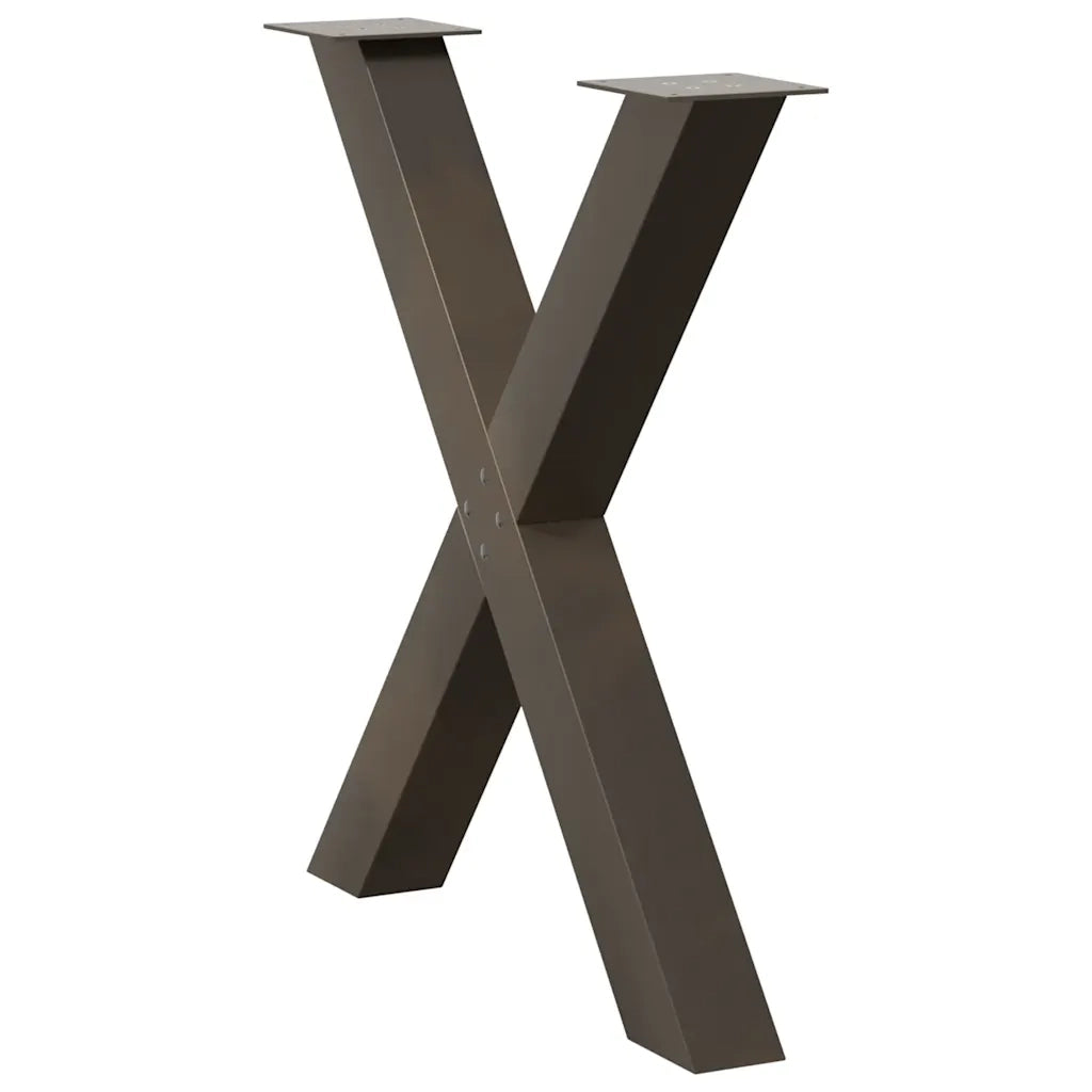 Gambe per tavolo da pranzo a forma di X 3 pz in acciaio naturale 80x(72-73) cm 4012995