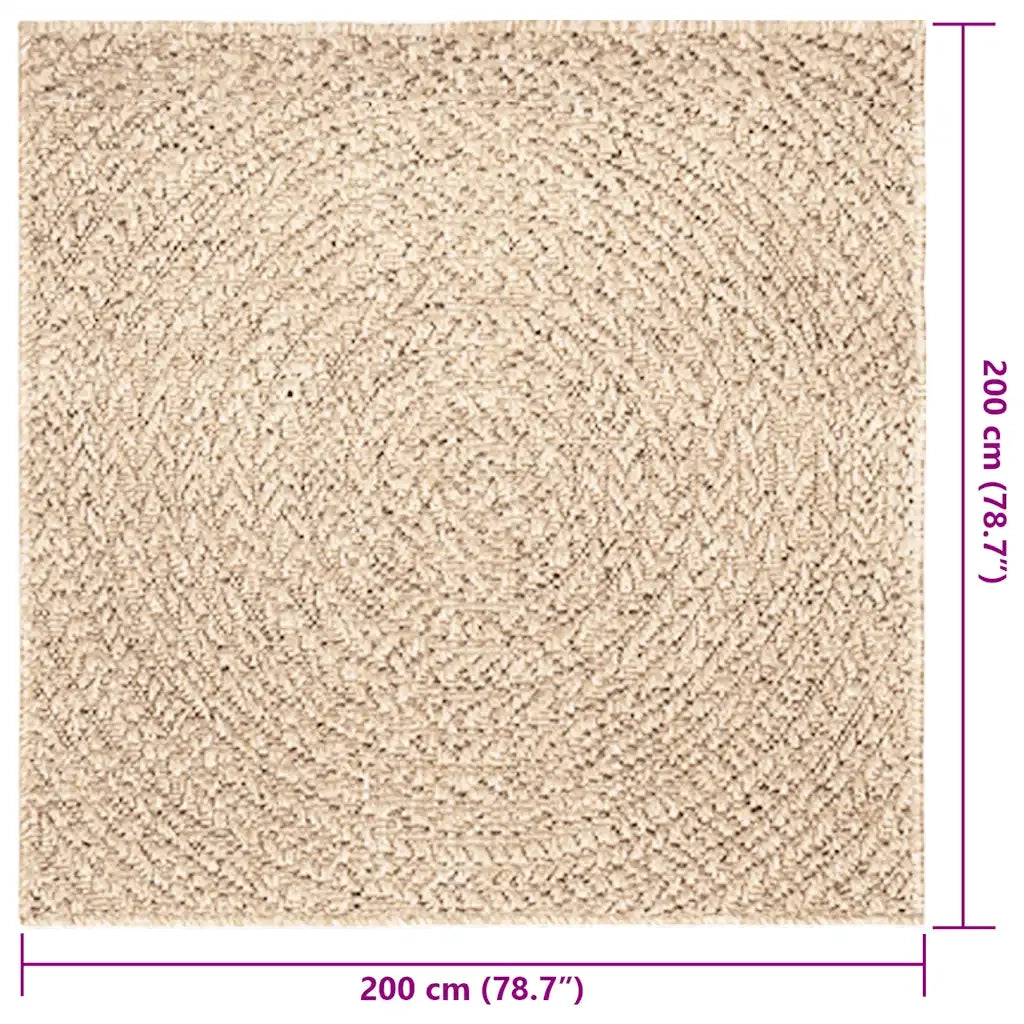 Tappeto ZIZUR Beige 200x200 cm Aspetto Iuta Interni ed Esterni 4010410