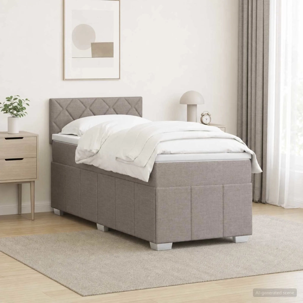 Letto box spring con materasso Tortora 100 x 200 cm Tessuto 3451154