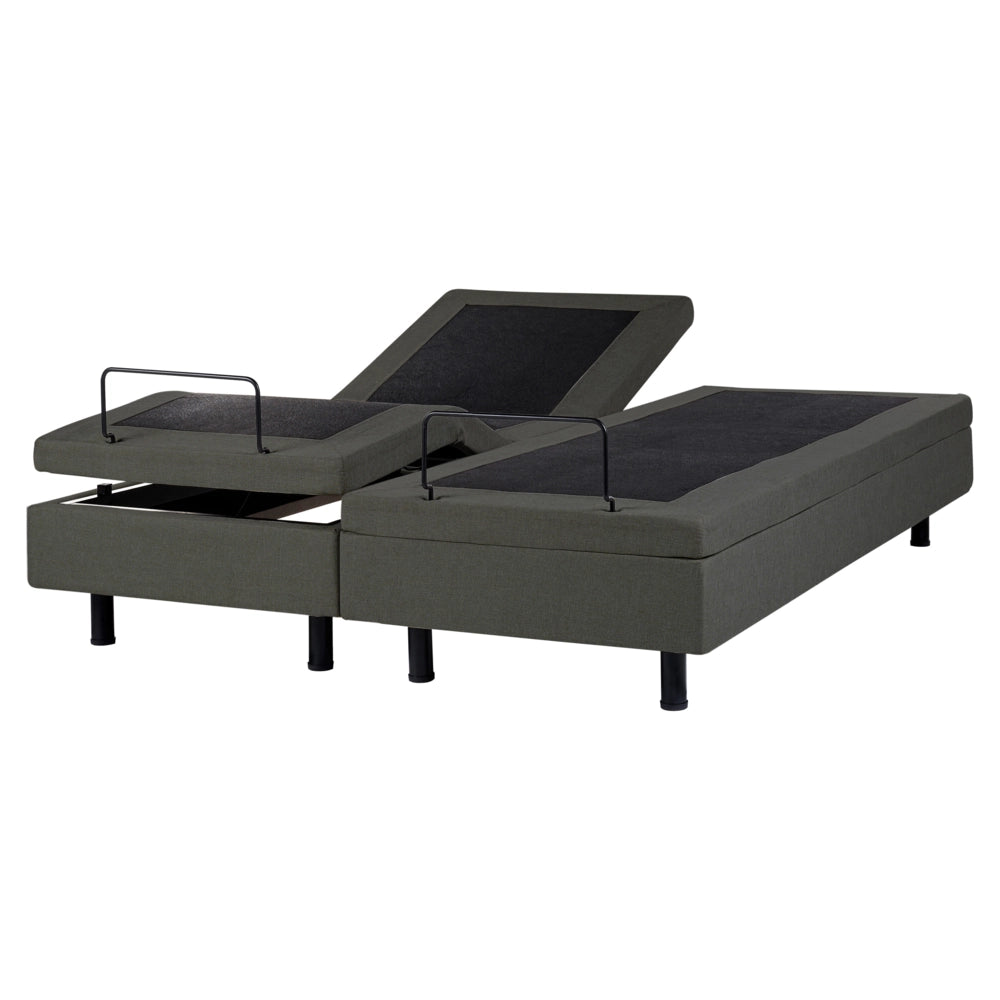 Letto matrimoniale regolabile elettronicamente con telecomando senza testata in poliestere grigio scuro 160 x 200 cm stile moderno