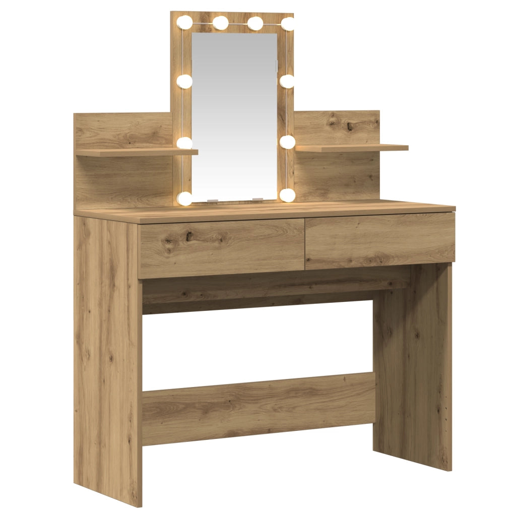 Toeletta  con LED Rovere Artigianale 100x40x130 cm