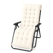 Cuscino Imbottito Universale per Sedia Relax Zero Gravity e Sdraio 155x55 cm con Laccetti di Fissaggio Panna
