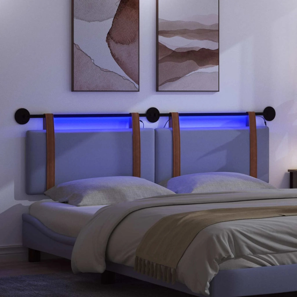 Testiera | Testata sospesa Con luce LED Blu jeans PU Antico