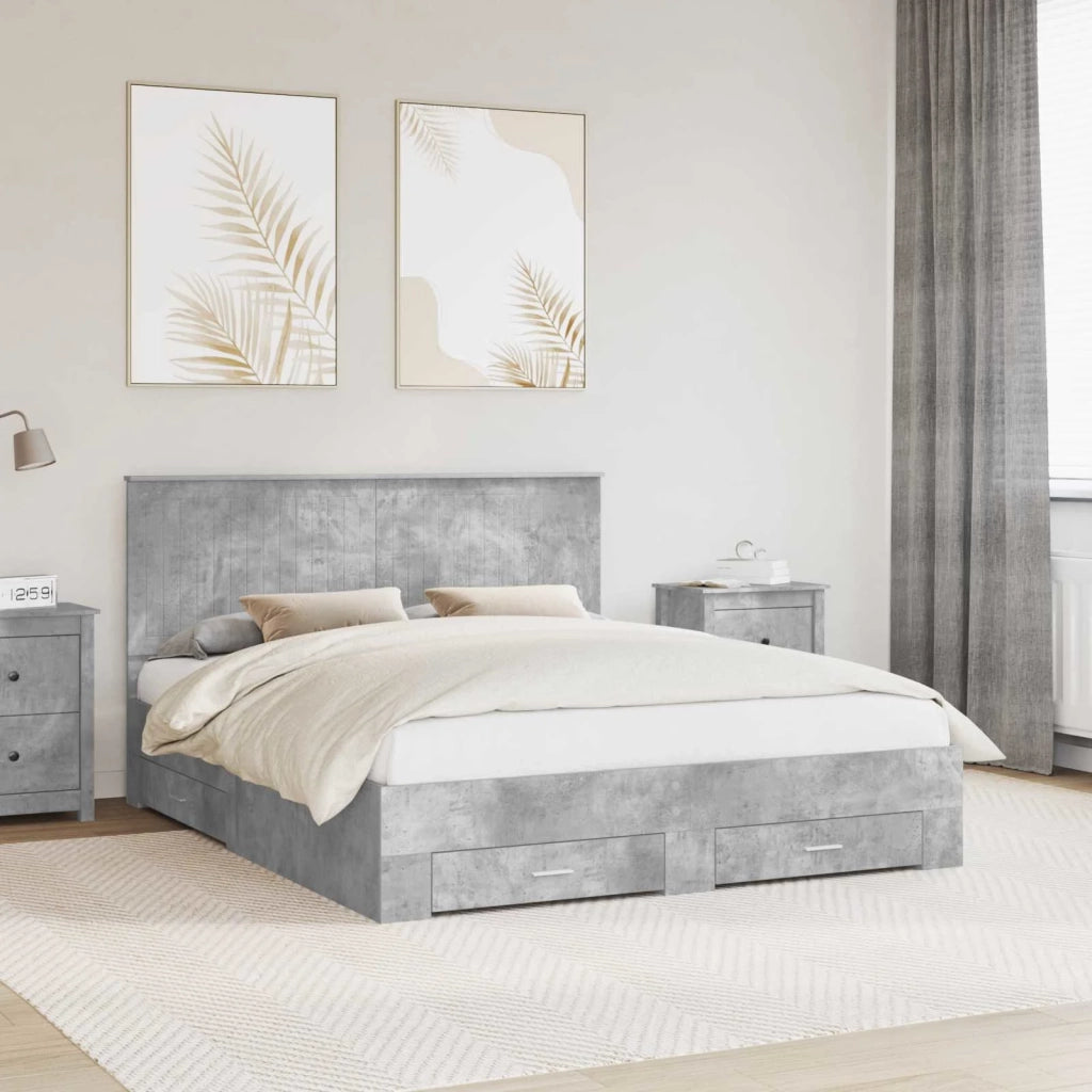 Struttura del letto con testiera Grigio cemento 160 x 200 cm