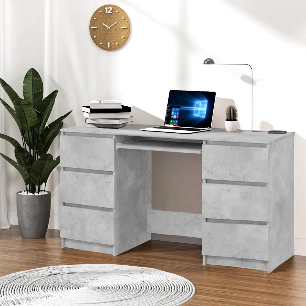 Scrivania Grigio Cemento 140x50x77 cm in Legno Multistrato 800814