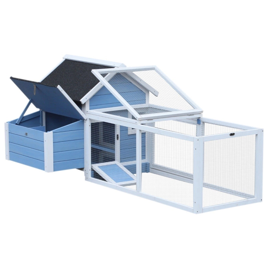 Easycomfort Gabbia per Galline Ovaiole con Zona Corsa e Vassoio di Nidificazione Rimovibile, Pollaio da Giardino in Legno con Tetto Impermeabile, 180x91x79 cm