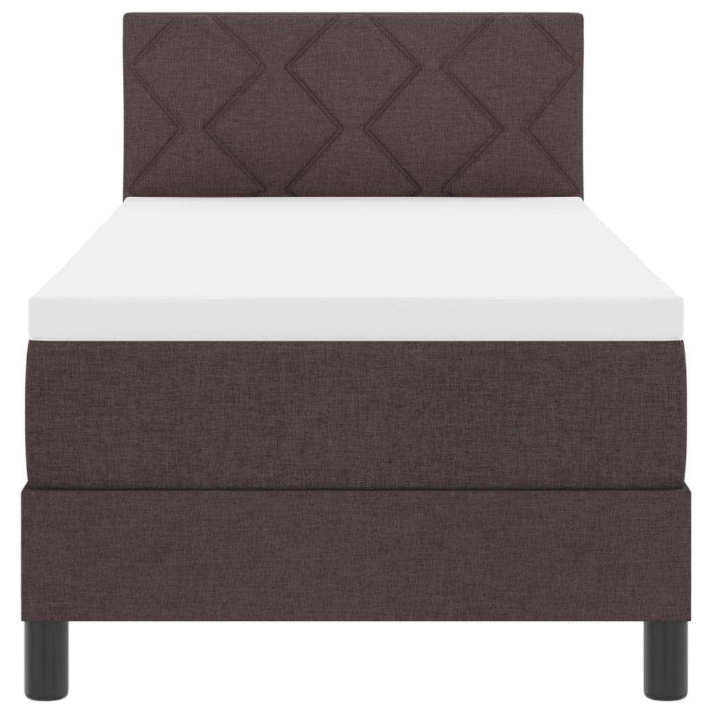 Letto con Box Spring e materasso & LED marrone scuro 80x200 cm Tessuto