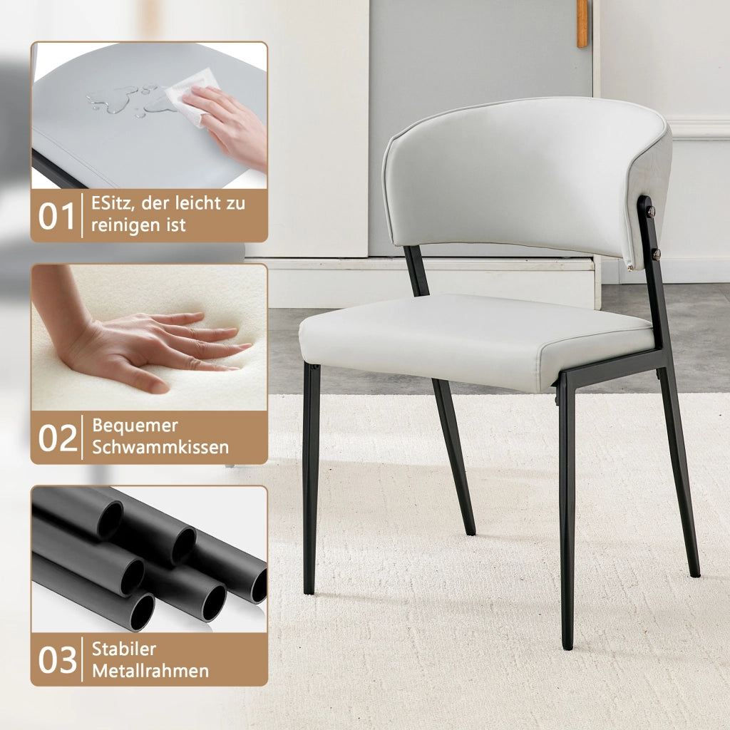 SEDIA Moderna in PU Grigio Chiaro Set da 2 pezzi per sala da pranzo o ufficio