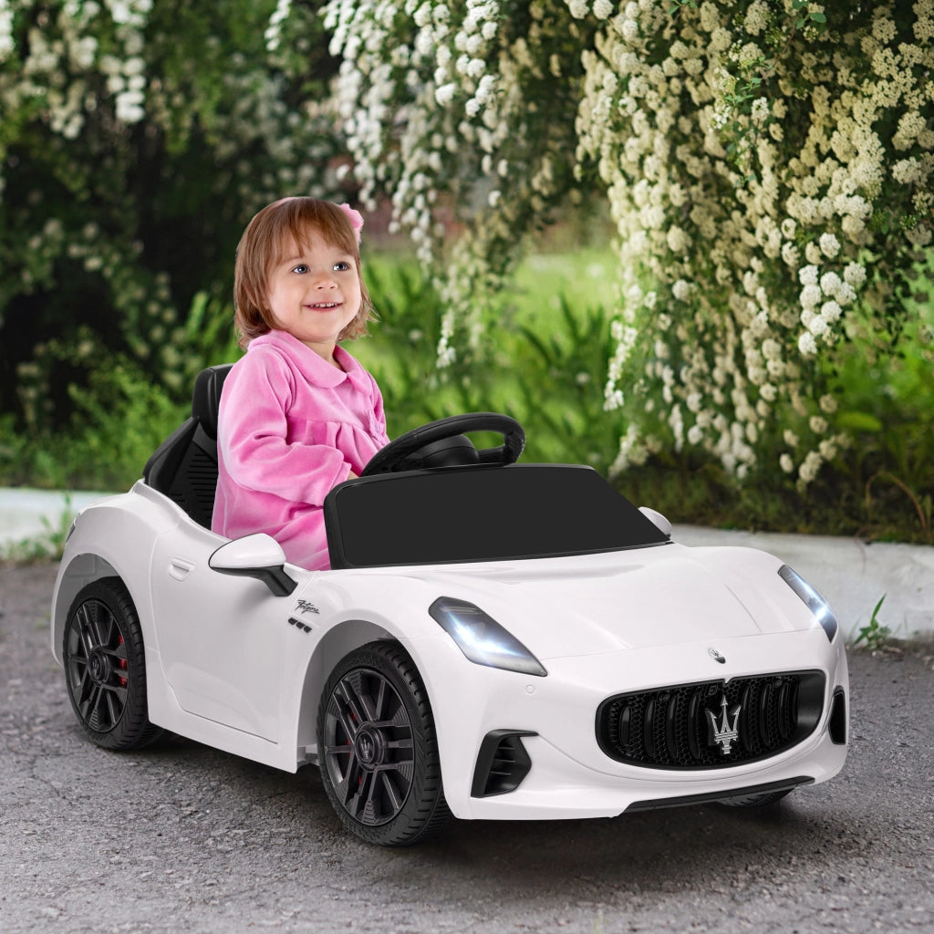 Macchina per Bambini 12V Maserati Gran Turismo Folgore con Telecomando, Et¨¤ 3-5 Anni, Bianco