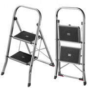 Scala in alluminio KADAX a 2 gradini, portata massima 150 kg, pieghevole, ideale per la casa.