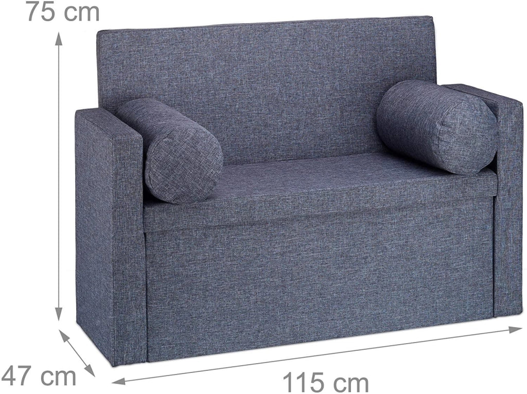 Panca a 2 posti con schienale vano portaoggetti ribaltabile pratico sedile ribaltabile 115 cm grigio 13_0000374