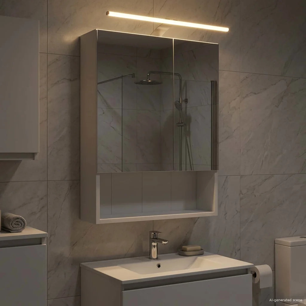 Mobiletto per specchio da bagno Bianco 50 x 14,5 x 70 cm