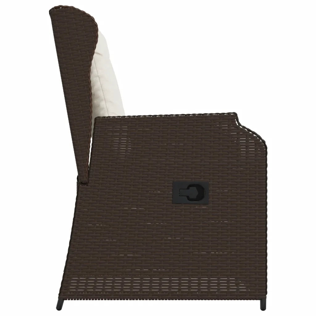 Sedie Reclinabili Giardino 2pz con Cuscini Marrone Polyrattan 368992
