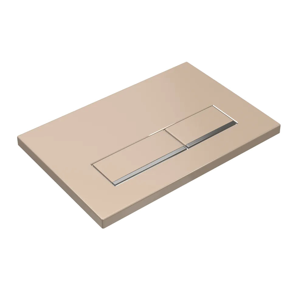 Placca di scarico doppio tasto in ABS oro champagne opaco e cromato