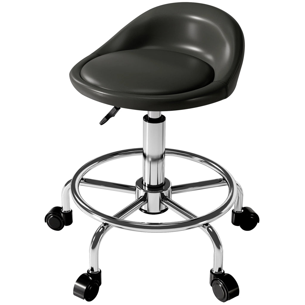 Sgabello regolabile in altezza con schienale ¨C zephmum ¨C 59-75 cm, girevole 360¡ã, nero