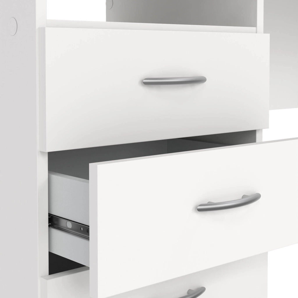 Scrivania lineare con tre Andre, colore bianco, Misure 120 x 72 x 48 cm
