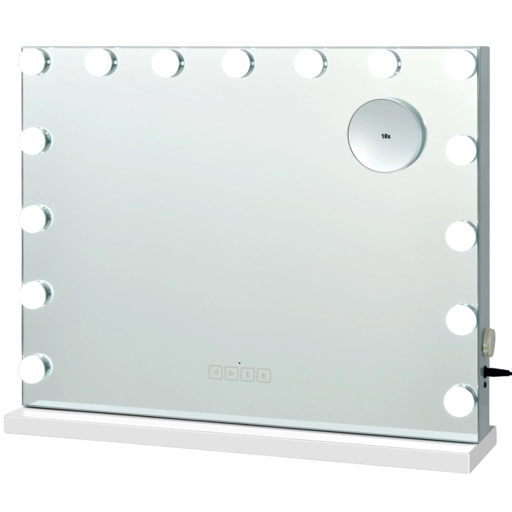 Specchio per trucco con 15 luci LED porta USB, Specchio illuminato con controllo touch 48x58cm