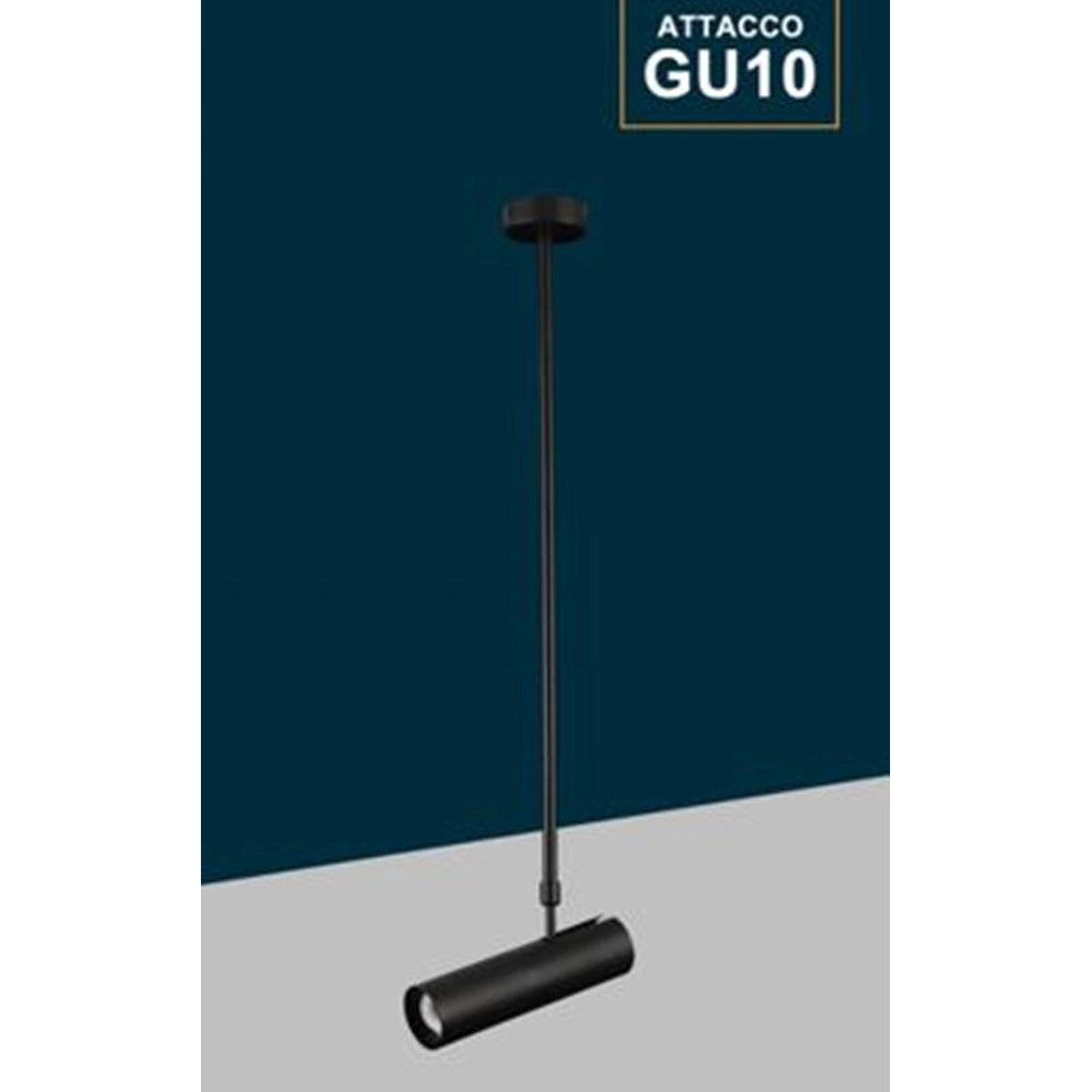 Trade Shop - Lampadario Portafaretto Pendente A Sospensione Lampada A Cilindro Gu10 Asta Regolabile 209 - Nero