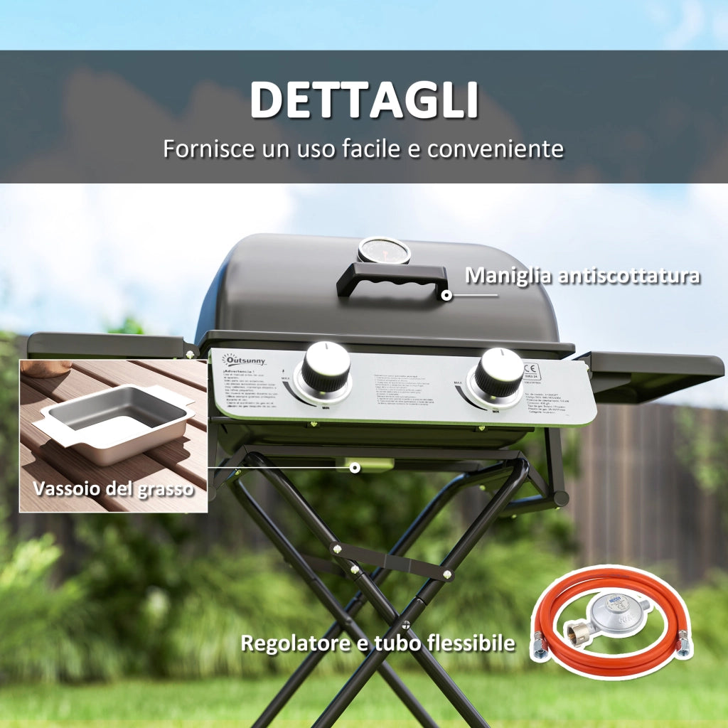 Set Giardino con Barbecue a Gas e 2 Tavolini ¨C zephmum ¨C Nero, Polyrattan